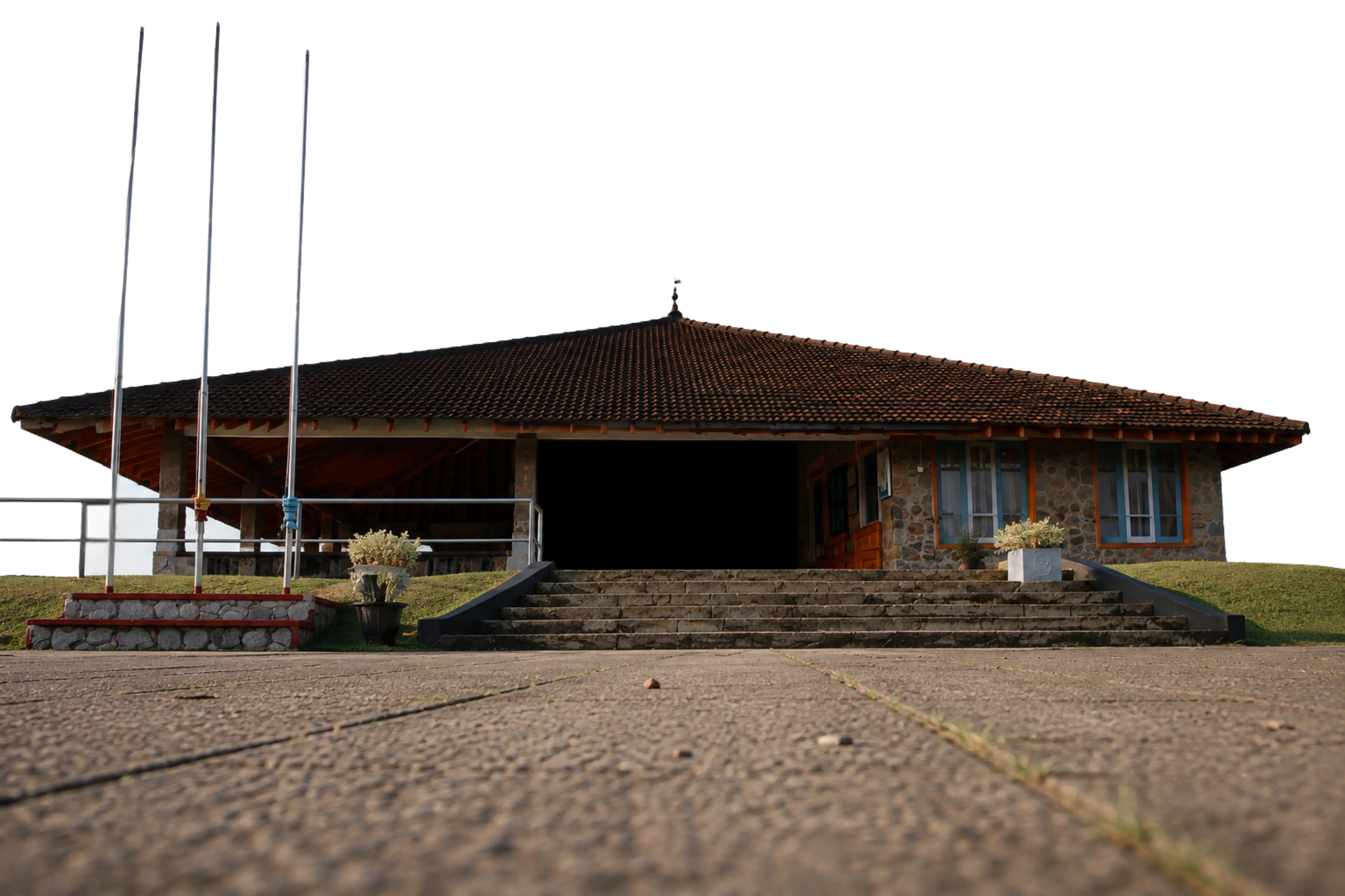 Modern architectural structure with reflection